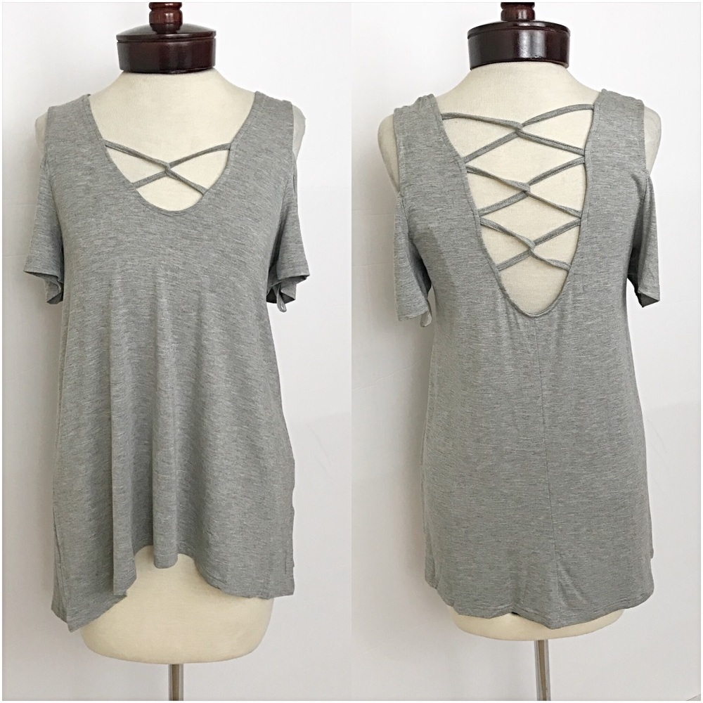 Sexy Sassy Flowy Cold Shoulder Top SM - Picture 3 of 5